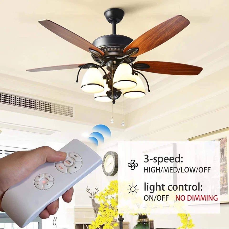 Universal Wireless Remote Control and Receiver Kits for Ceiling Fan Lamp Home - Image 3 of 4