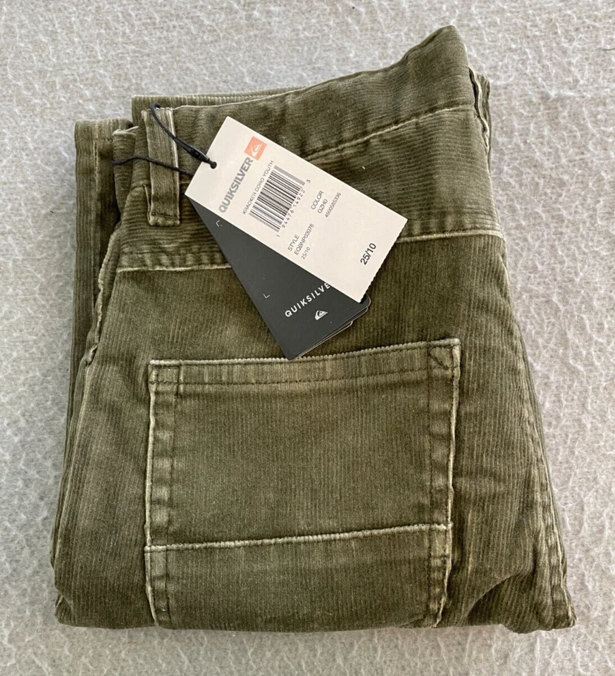 Pantalones de pana Quiksilver para jóvenes niños 25/10 verde Kracker calce cónico recto Foto 2 de 4