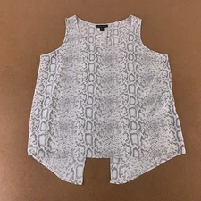 Attention Women's XL Gray Snake Print Sleeveless Split Back Pullover Blouse