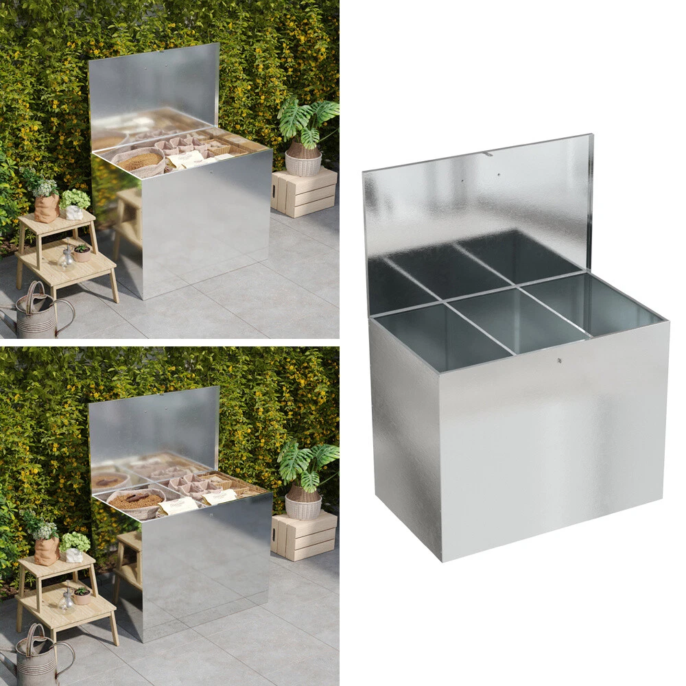 Lockable Outdoor Storage Box Garden Patio Galvanized Chest Lid