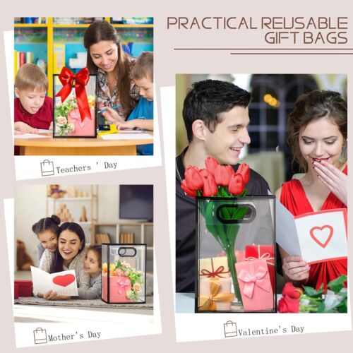Clear PVC Gift Bags with Handles Transparent Plastic Gift Bag 20 Pcs - Picture 7 of 11
