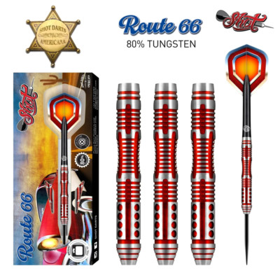 SHOT DARTS AMERICANA ROUTE 66 25 GRAM STEEL TIP DARTS - 90% TUNGSTEN