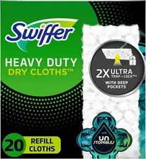Swiffer Sweeper Heavy Duty Dry Multi-Surface Cloth Refills for Floor Sweeping an