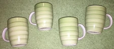 Philippe Richard Swirl Pear Green Hand Painted Tall Mugs Set Of 4