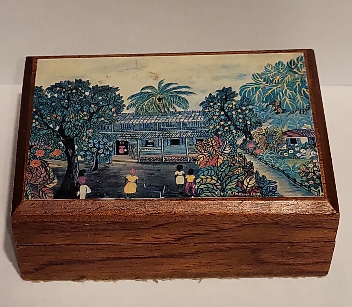 Vintage Annabella Box Jamaican Folk Artist Rudi Patterson Palm