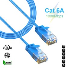 6-100FT CAT 6A Ethernet Cable Lan Network Internet RJ45 Patch Cord lot Blue NEW