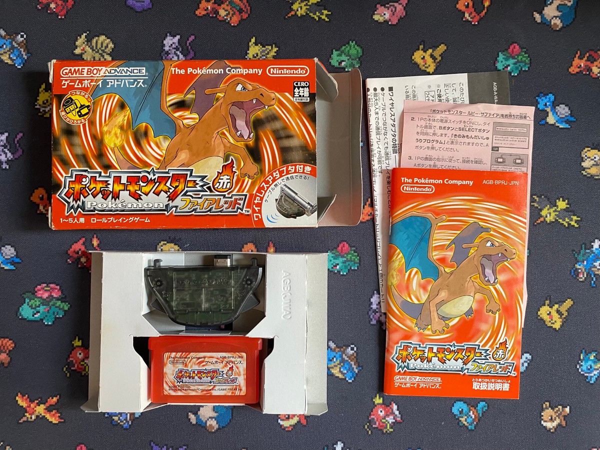 Japanese Pokémon Fire Red Boxed with GBA Wireless Adaptor - Main Image