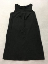 Lands End Womens 2 Dark Charcoal Gray Pleated Neck Jumper Dress