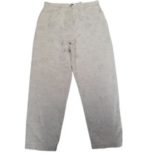 Talbots Womens Irish Linen Blend High Rise Pants 14 Embroidered Straight Leg