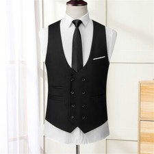 Men's Suit Vest Formal Business Double Breasted Dress Waistcoat Sleeveless Top