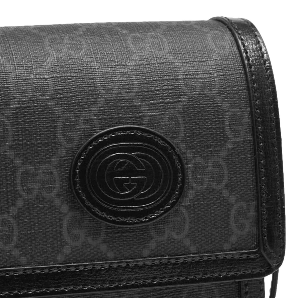 【GUCCI 】GG Supreme Retro Mini Crossbody Bag BLACK GUCCI GG Retro Mini Crossbody Bag with Interlocking G Black