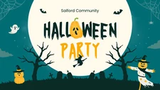 Website Landing Pages- Green and Orange Illustrated Halloween Party Presentation