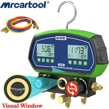 HVAC Digital Manifold Gauge Set Vacuum Dual Pressure Temperature Leakage Tester 