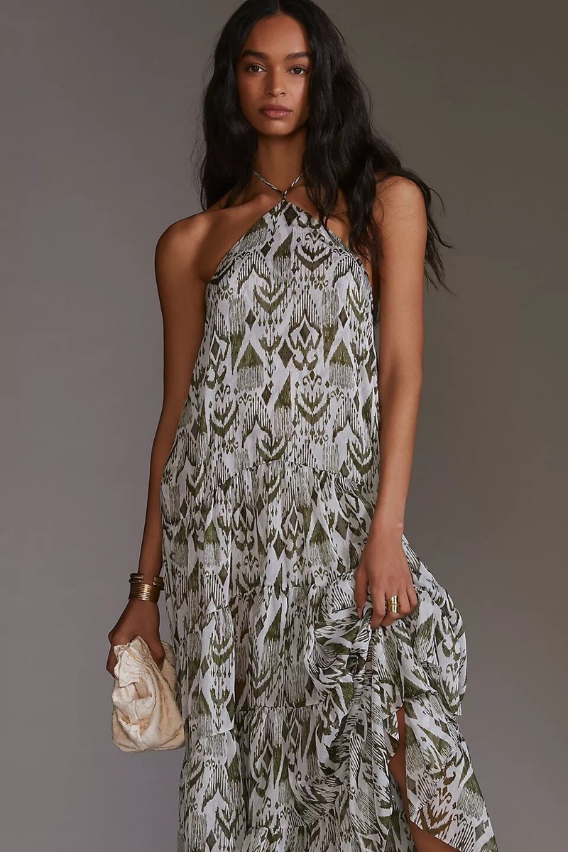 Anthropologie MISA Printed Halter Midi Dress Size S $ 495