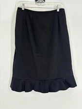 Collections for Le Suit Black Flounce Hem Midi Knee Length Skirt Women's Size 8
