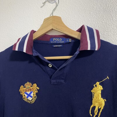 Polo Ralph Lauren Big Pony Navy Blue Short Sleeve Shirt Men's