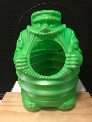 Vintage Halloween Feed Me Frankie Frankenstein Expandable Blow Mold Candy Bucket