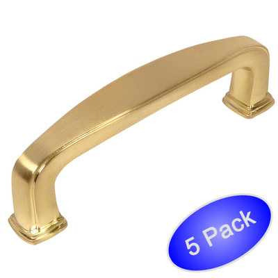 *5 Pack* Cosmas Cabinet Hardware Brushed Brass Modern Handle Pulls #4389BB