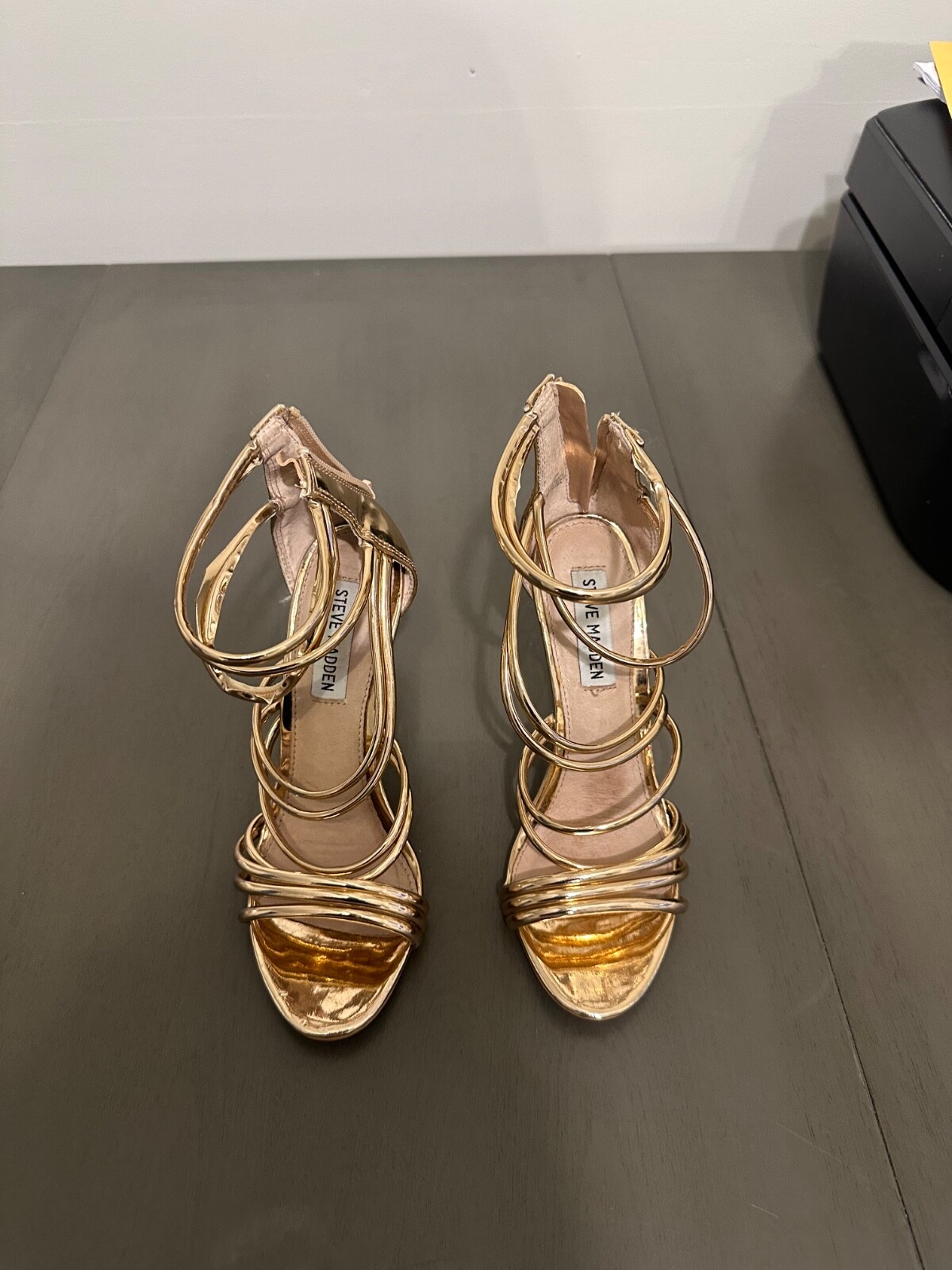 womens steve madden rose gold metallic heels