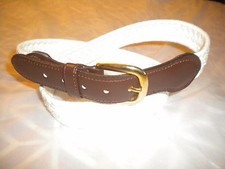 BRAND NEW WHITE COTTON WEB BELT WITH A GOLD BUCKLE 1 1/4 IN WIDE