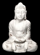 Garten Figur – Bouddha Mains Dans Les Genoux, Décoration, Blanc 58 cm