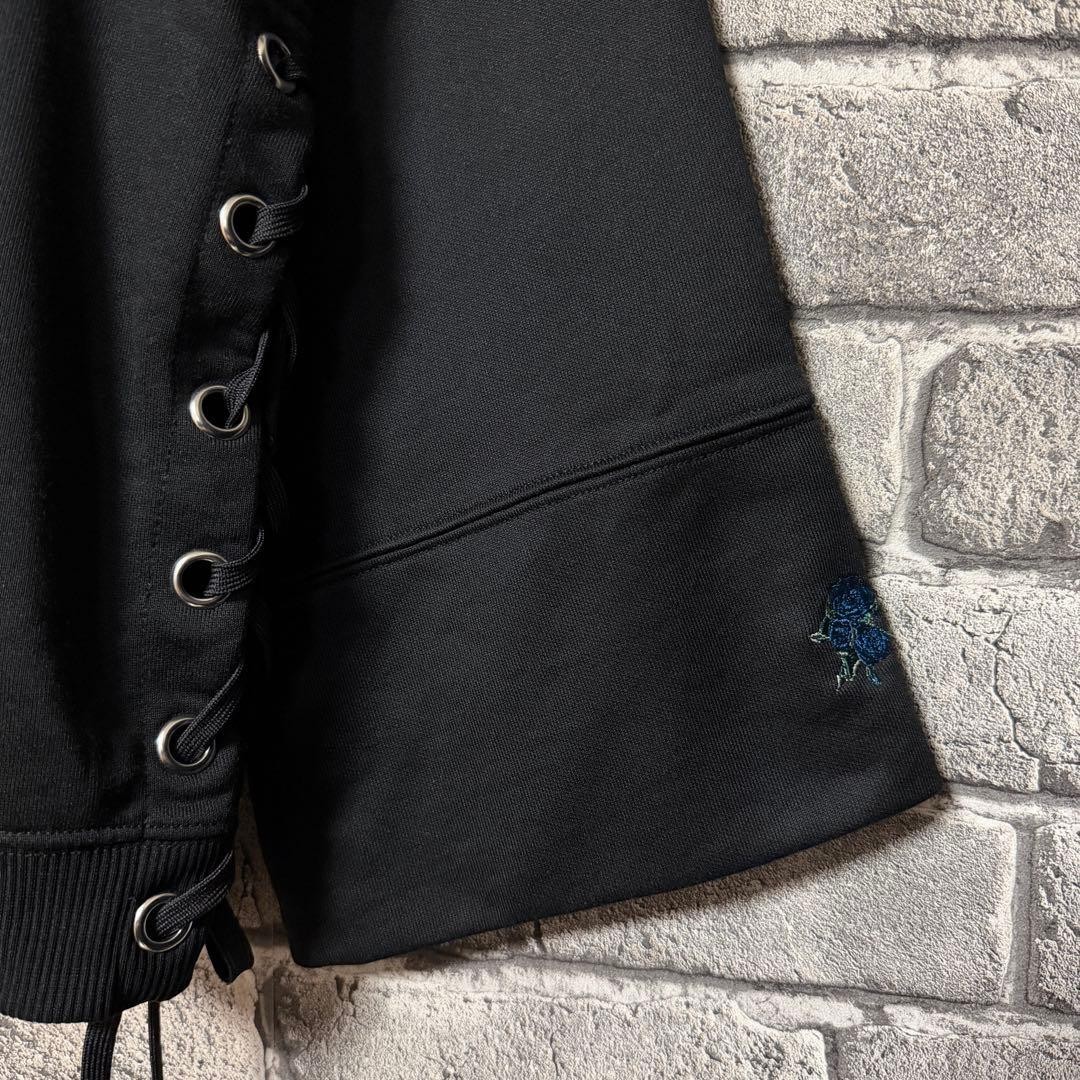 Ado x HARE Collab Side Lace-up Rose Embroidered Sweatshirts Black
