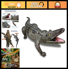 Inflatable Alligator Pool Float - Realistic Gator Toy for Kids' Jungle Party Dec