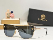 Versace VE2239 Sunglasses Unisex Shield Gold Frame Dark Grey Lens Size140-01-135