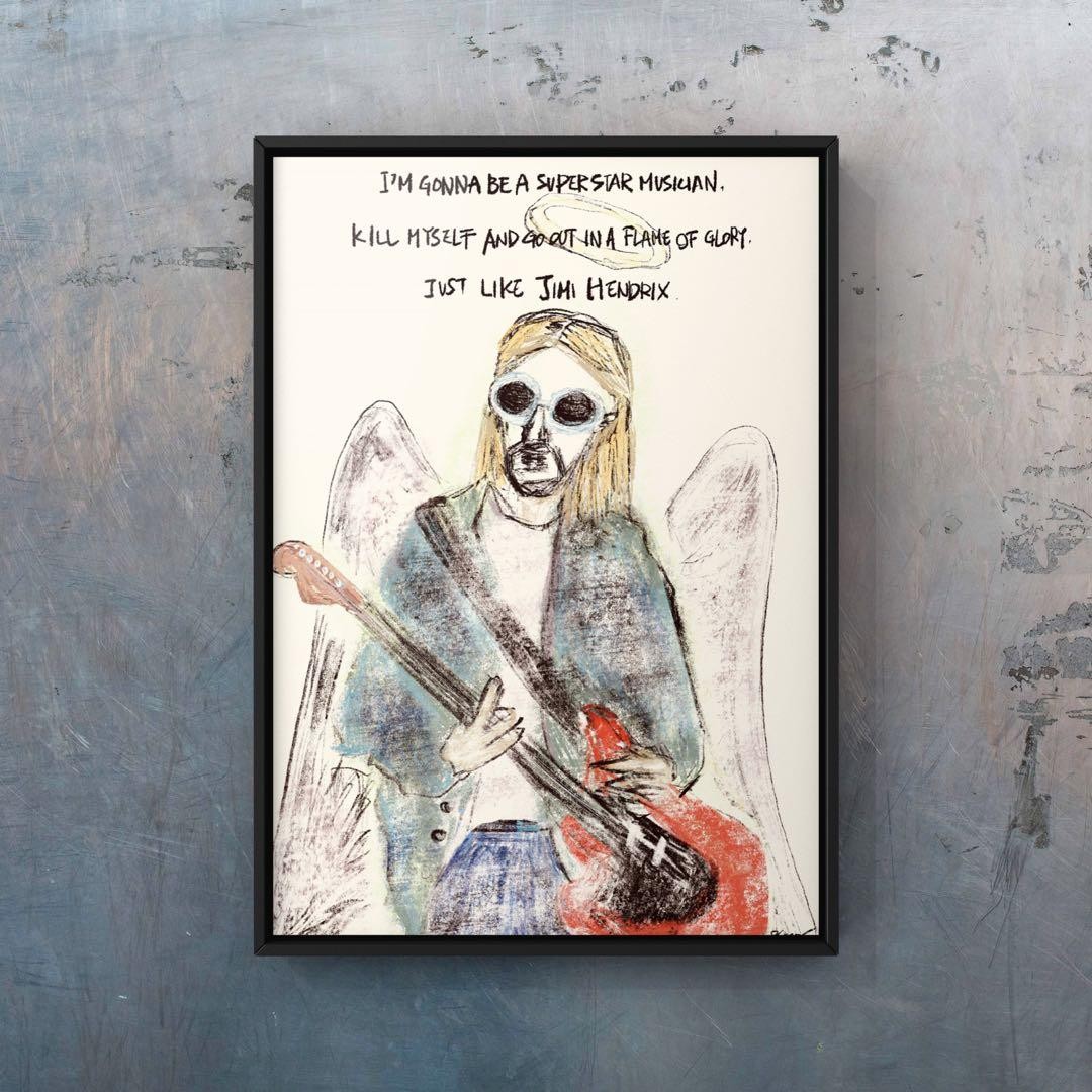 A4 Framed Original Art Poster KURT Kurt Cobain eBay