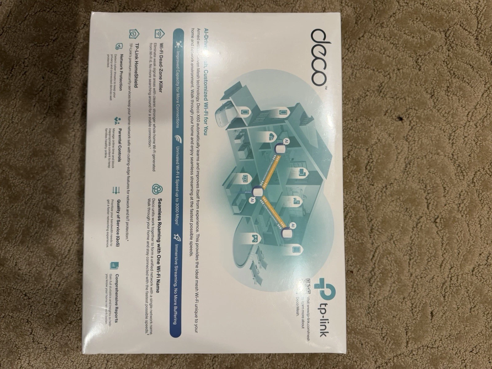 NEW! TP-Link Deco X60 AX3000 WiFi 6 Mesh Router System Whole Home 3-Pack image 4