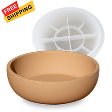 Big Round Bowl Resin Mold 8.2in Large Silicone Container Epoxy WHITE