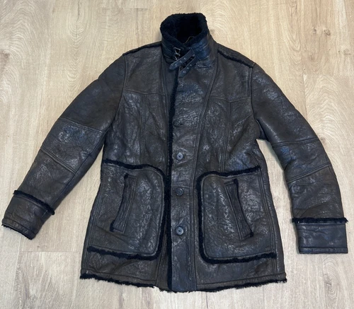 Hugo Boss Brown Spanish Merino Shearling Jacket  Large EU56 RRP £1150 Lambskin