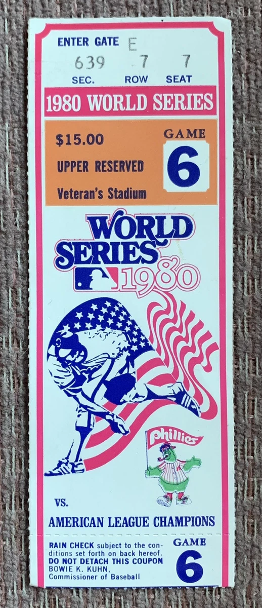 Philadelphia Phillies Baseball 1980 Vintage Sports Ticket Stubs