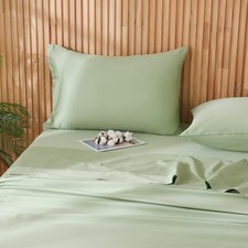 JSD 100 Cotton Sheet Set Queen, Sage Green Cooling Bed Sheet, 300 High Threa...