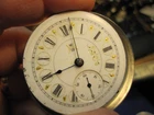 18s Hampden LS HC pocket watch movement w multi color dial