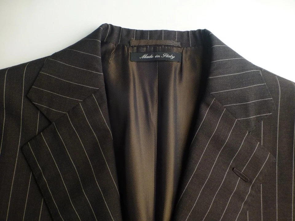 Cesare Attolini Blazer 52R/42R Excellent Condition Suit Jacket Italy Brown Strip - Image 3 of 4