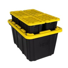 6.5-Qt Tough Storage Tote in Black with Yellow Lid