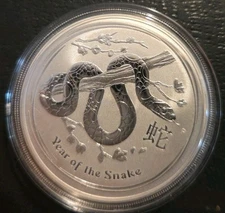 2013 Australia 1 oz Silver Lunar Snake Series II (from mint roll, in capsule)