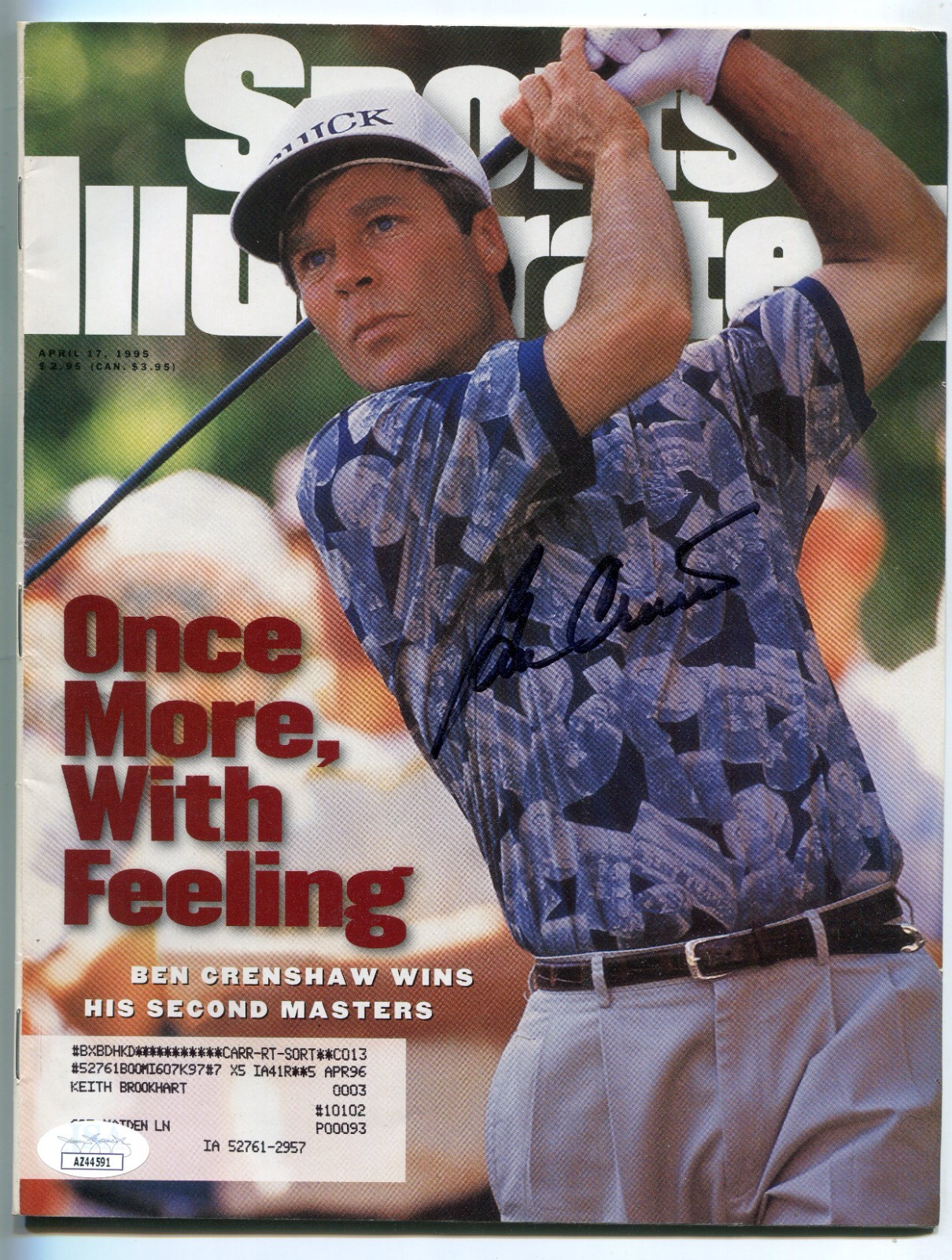 Ben Crenshaw Autographed Signed Sports Illustrated Magazine Golf JSA 