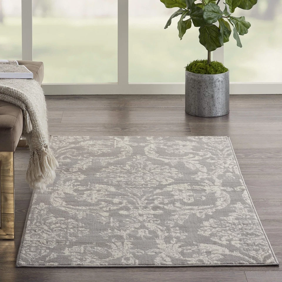 Jubilant Damask Grey 3' x 5' Area -Rug, Easy -Cleaning, Non Shedding, Bed Roo... - Image 2 of 4
