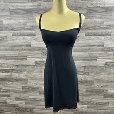 Victoria's Secret VS Women's M Modal Lace Sleep Short Chemise Black Slip Dress