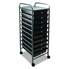 ADVANTUS 10-Drawer Rolling File Organizer Cart, 37.6 x 13 15.25 Inches, Smoke