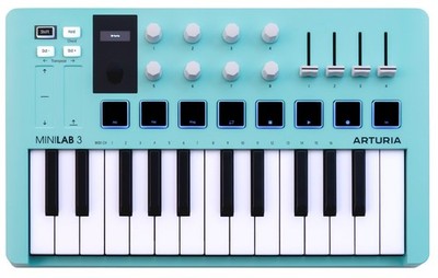 Arturia MiniLab 3 Aquamarine MIDI Keyboard Controller+Portable