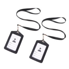 2Pcs Simple Business ID Badge Holders Double- Transparent Holders for