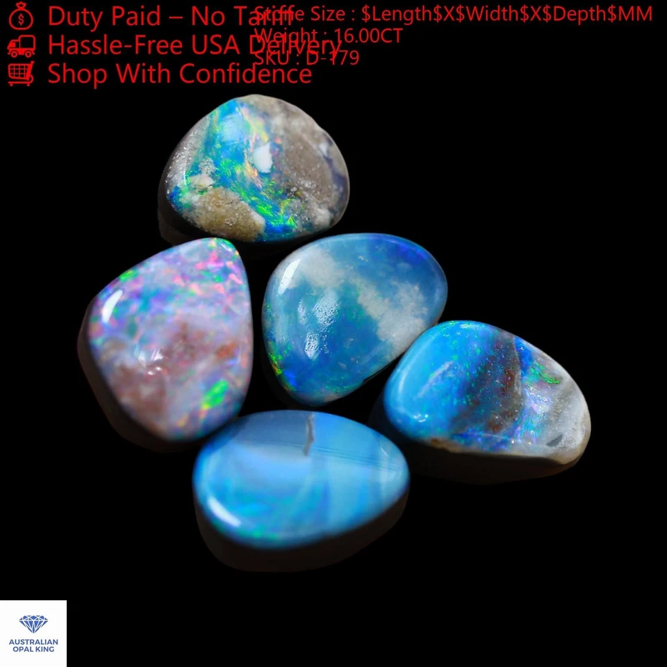 5 Pcs 16.00 Cts Doublet Opal Supply Mix Cabochon Lot 8X10X4 mm TO 7X11X4 mm - Image 3 of 4