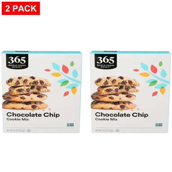 Whole Foods Market, mezcla de galletas con chispas de chocolate, 15 onzas - paquete de 2