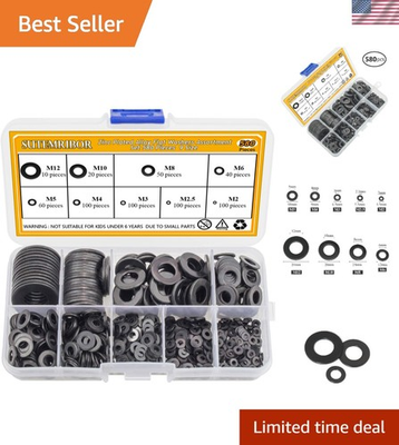 #ad Complete 580 Piece Assorted Washer Set Zinc Plated 9 Sizes for All Projects $26.99