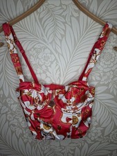 Asos Red Chain Print Corset Style Crop Top Bustier Bralette UK 32B Baroque Club