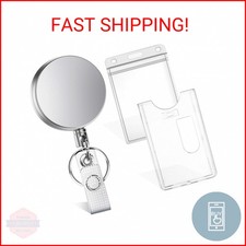 Selizo Retractable Badge Holder with Keychain Ring Clip Metal Badge Reel with Pl