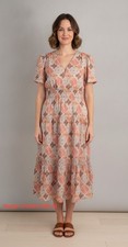 THML Women's Short Sleeve Midi Tiered Geometric Pattern Dress Size Large